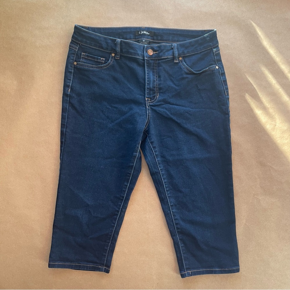 Dark Blue Denim Capri Jeans
